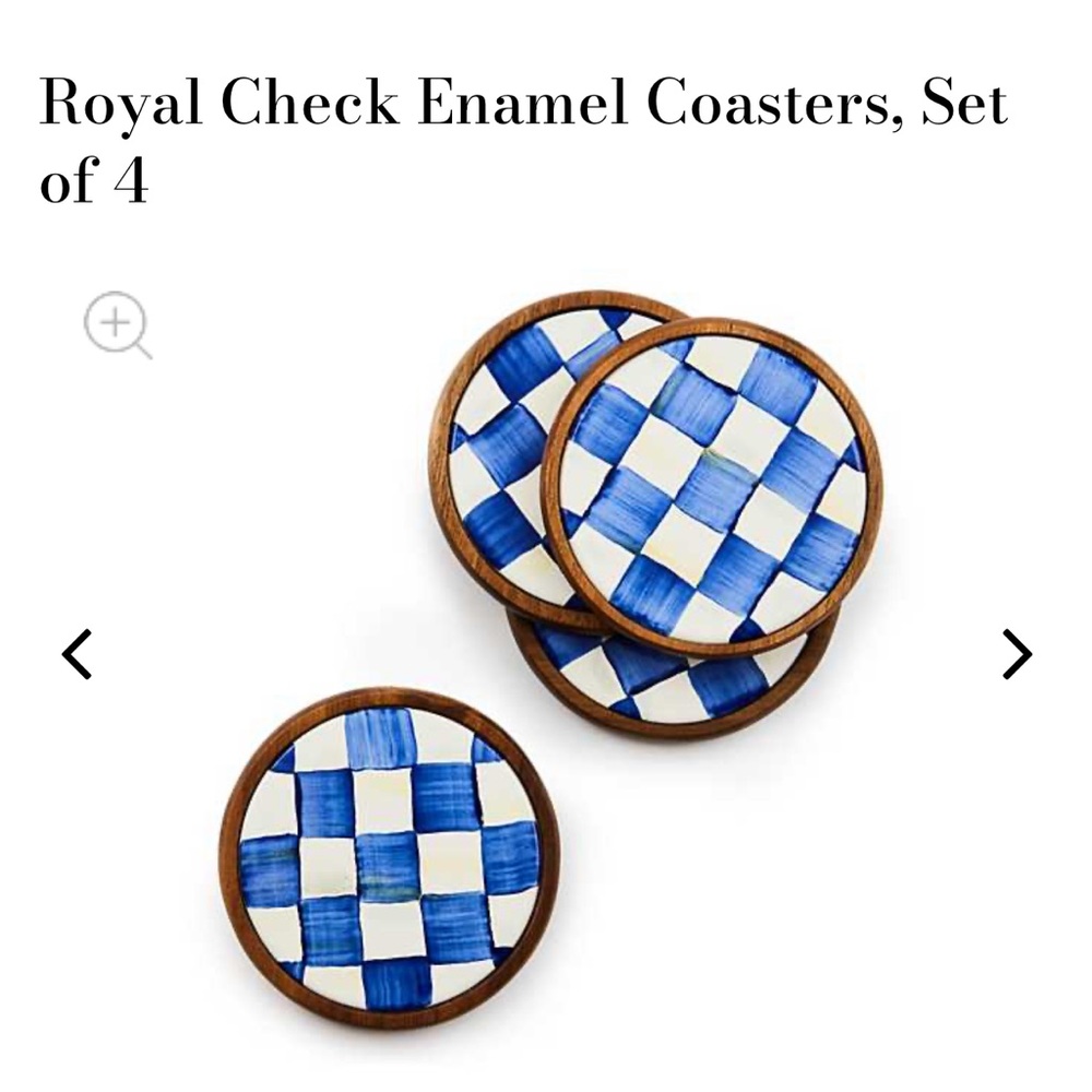 *NIB* Royal Check Enamel Coasters
